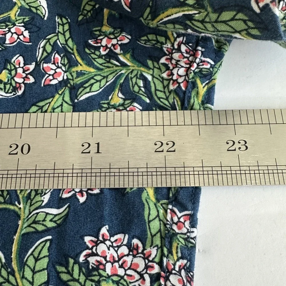J Crew Mens Slim Flex Washed‎ S/S Button Down Shirt Blue Floral Print L Trendy
